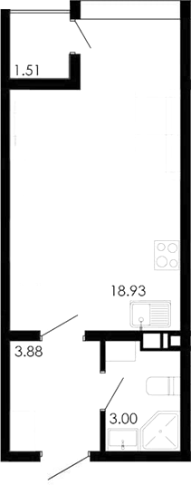 Планировка — Крокус, Студия, 25 м²