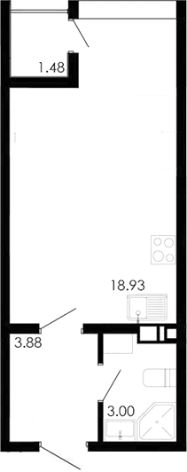 Планировка — Крокус, Студия, 25 м²