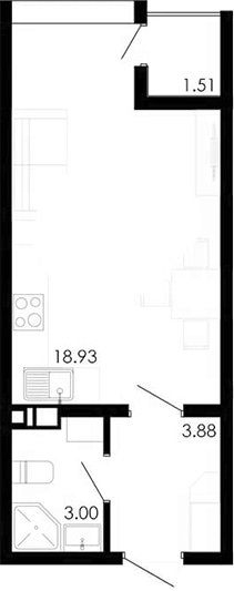 Планировка — Крокус, Студия, 25 м²