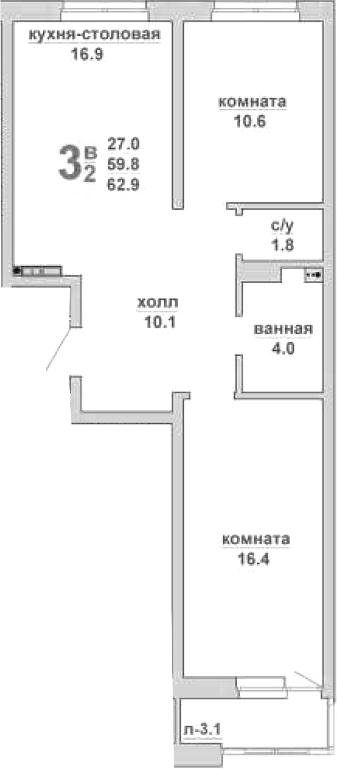 Планировка — Свой дом, 2-комн., 60 м²