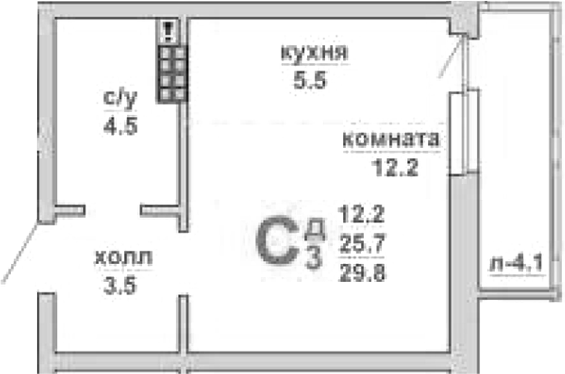 Планировка — Свой дом, Студия, 26 м²