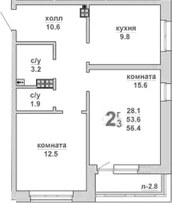 Планировка — Свой дом, 2-комн., 54 м²