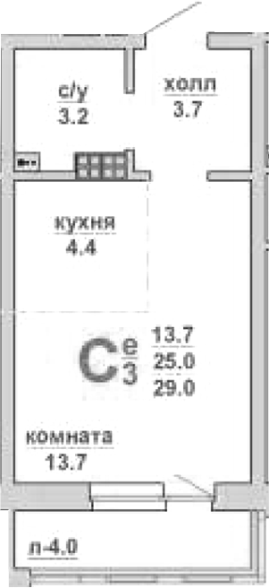 Планировка — Свой дом, Студия, 25 м²