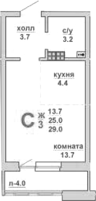 Планировка — Свой дом, Студия, 25 м²