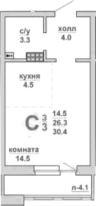 Планировка — Свой дом, Студия, 26 м²