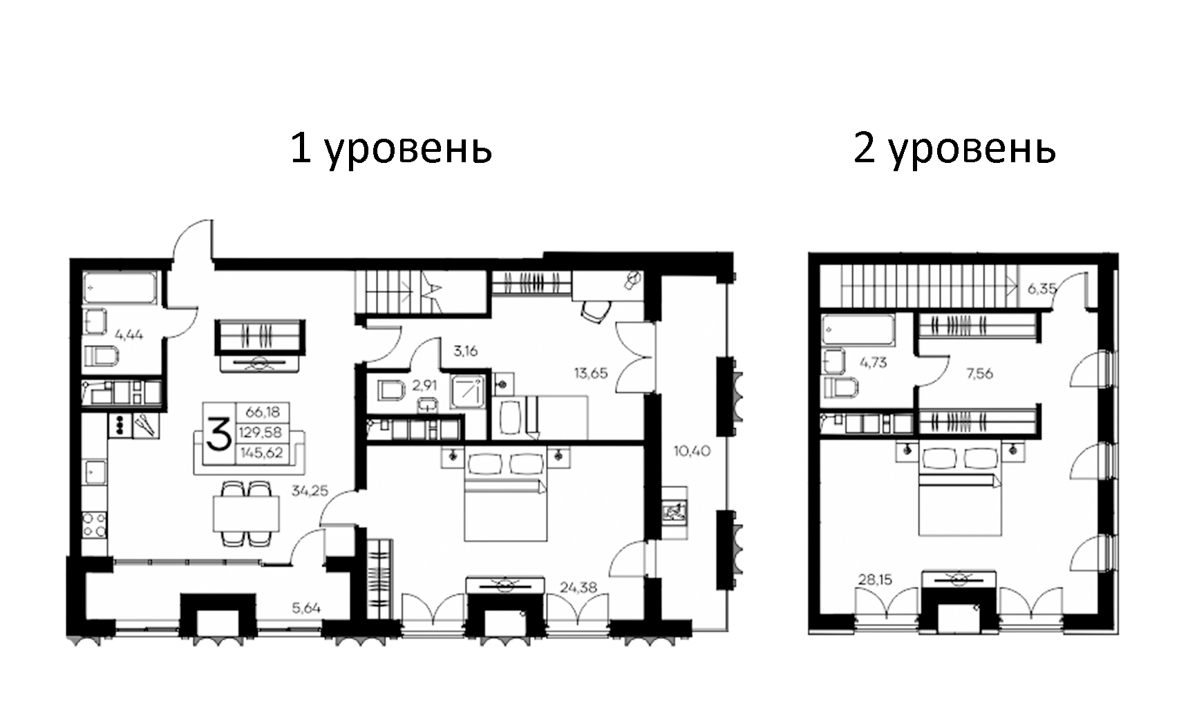 Планировка — Клубный дом Столица, 3-комн., 130 м²