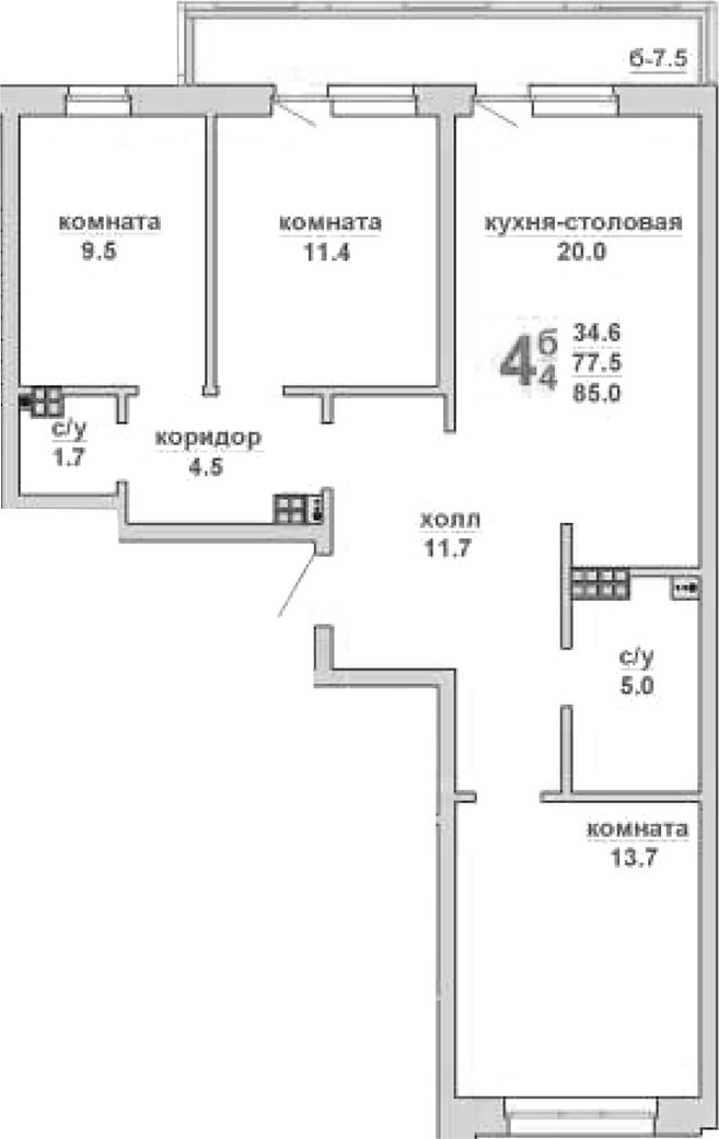 Планировка — Свой дом, 3-комн., 78 м²