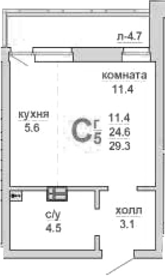 Планировка — Свой дом, Студия, 25 м²