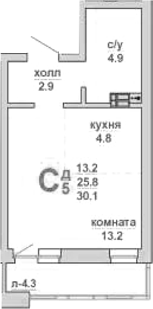 Планировка — Свой дом, Студия, 26 м²