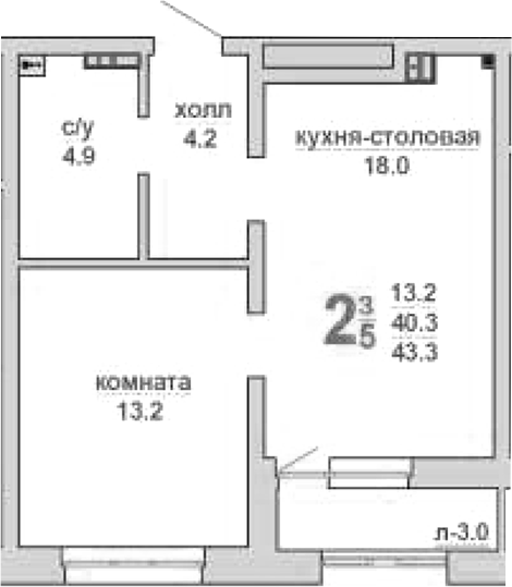 Планировка — Свой дом, 1-комн., 40 м²
