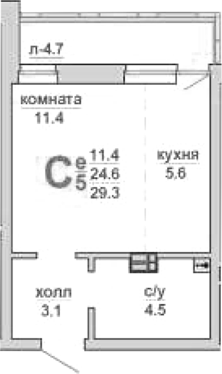 Планировка — Свой дом, Студия, 25 м²