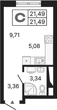 Планировка — Алиса, Студия, 21 м²