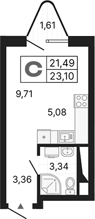 Планировка — Алиса, Студия, 21 м²