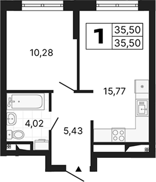 Планировка — Алиса, 1-комн., 36 м²