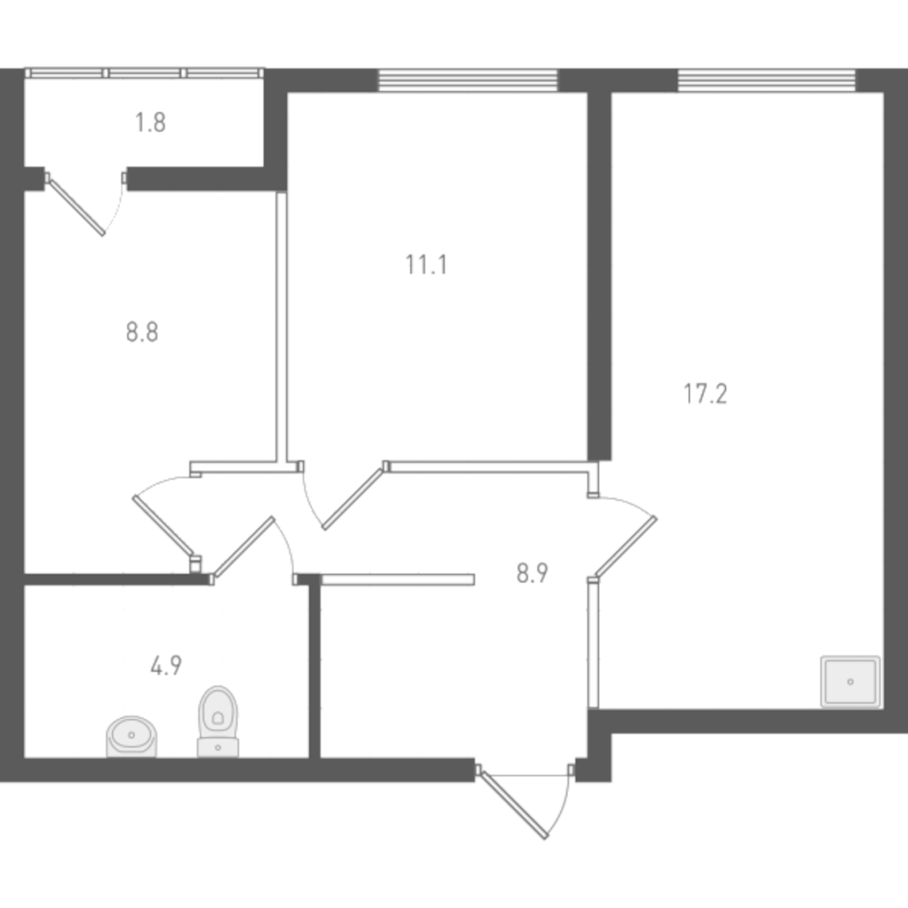 Планировка — ОК: Премиум, 2-комн., 51 м²