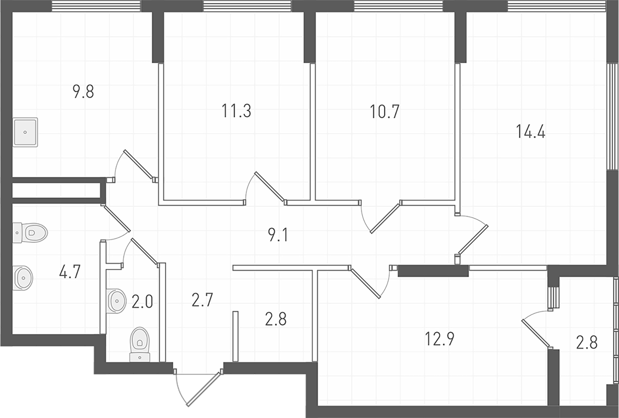 Планировка — ОК: Премиум, 4-комн., 81 м²