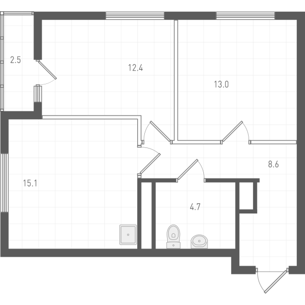 Планировка — ОК: Премиум, 2-комн., 54 м²