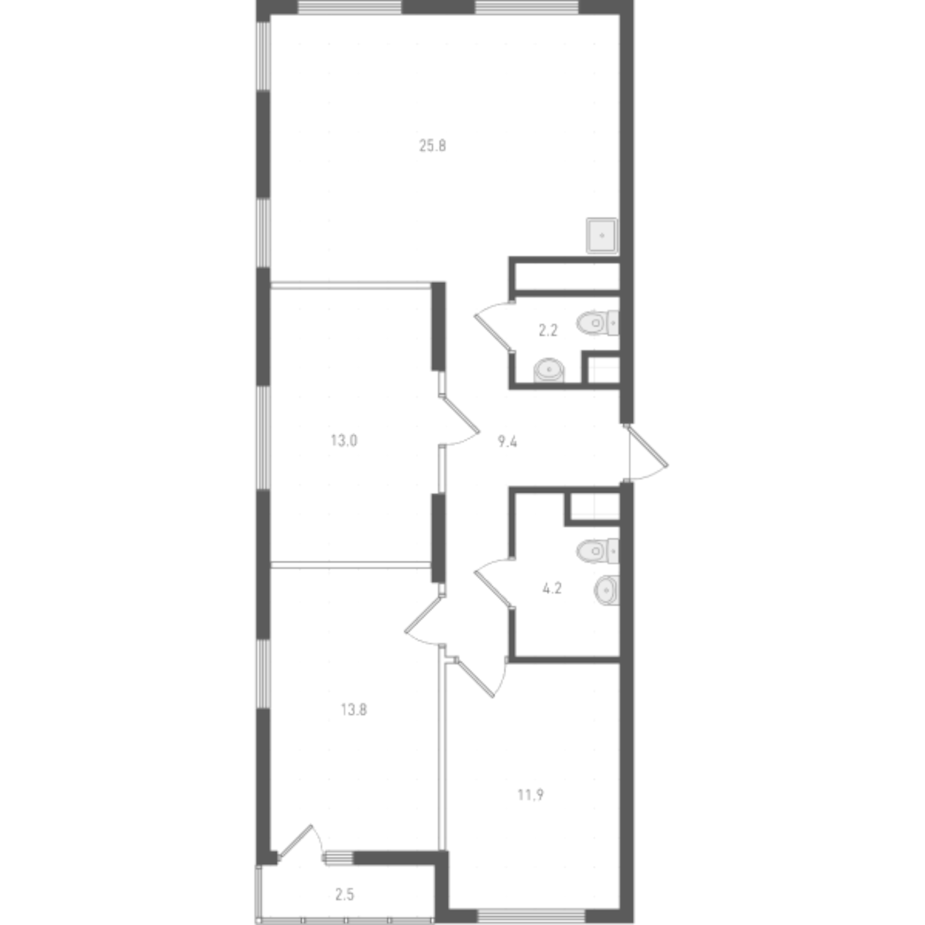 Планировка — ОК: Премиум, 3-комн., 80 м²