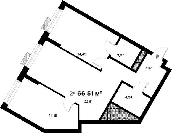 Планировка — Атлас Визион, 2-комн., 67 м²