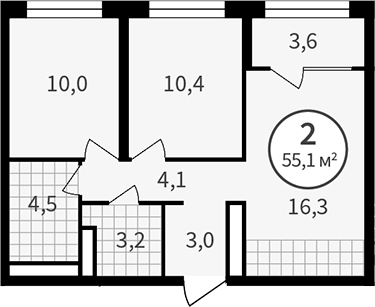 Планировка — Астон.Сезоны, 2-комн., 51 м²