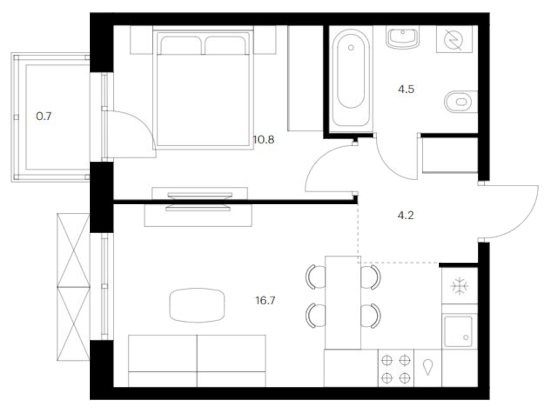 Планировка — Исеть парк, 1-комн., 36 м²