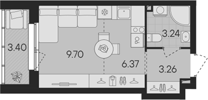 Планировка — Гравитация, Студия, 23 м²