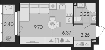 Планировка — Гравитация, Студия, 23 м²