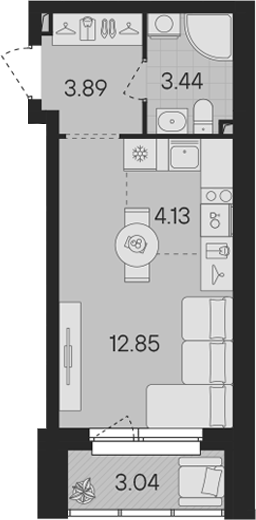 Планировка — Гравитация, Студия, 24 м²
