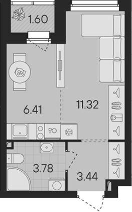 Планировка — Гравитация, Студия, 25 м²