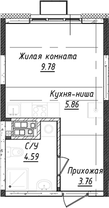 Планировка — Дом Милый дом, Студия, 24 м²