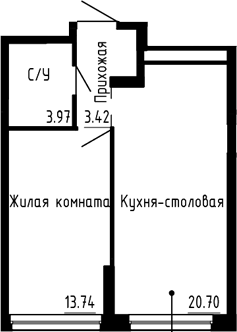 Планировка — Синица. Сезоны, 2-комн., 42 м²
