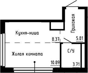 Планировка — Синица. Сезоны, Студия, 29 м²