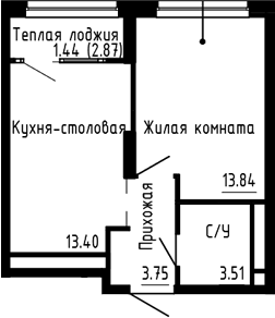 Планировка — Синица. Сезоны, 2-комн., 35 м²