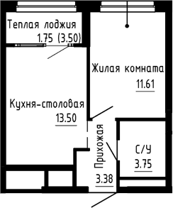 Планировка — Синица. Сезоны, 2-комн., 32 м²