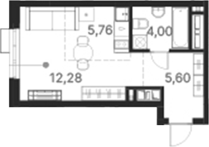 Планировка — Атлас Ривер, Студия, 28 м²
