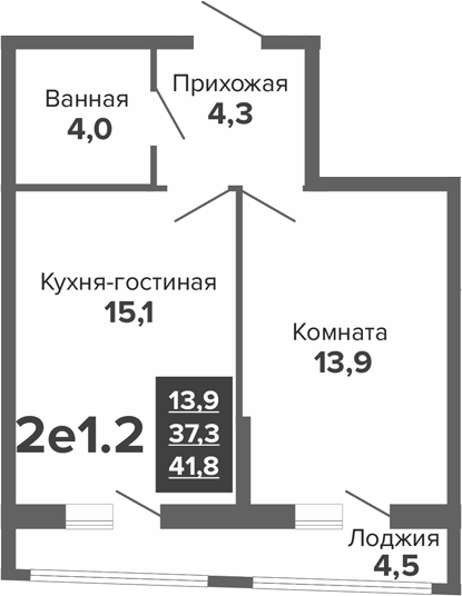 Планировка — Синица. Реформа, 2-комн., 37 м²