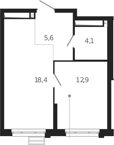 Планировка — Атлас Ауро, 1-комн., 41 м²