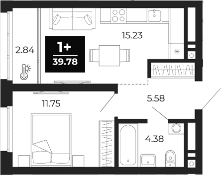 Планировка — Соната-парк, 1-комн., 37 м²