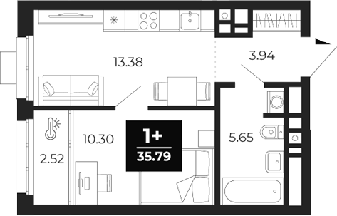 Планировка — Соната-парк, 1-комн., 32 м²