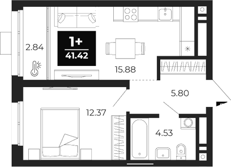 Планировка — Соната-парк, 1-комн., 37 м²
