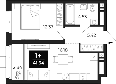 Планировка — Соната-парк, 1-комн., 37 м²