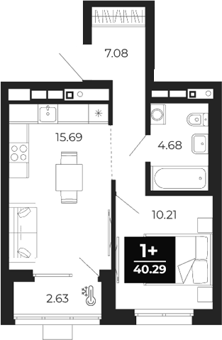 Планировка — Соната-парк, 1-комн., 38 м²