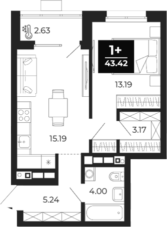Планировка — Соната-парк, 1-комн., 41 м²