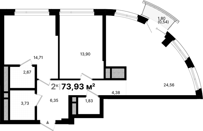 Планировка — Атлас Люксо, 2-комн., 72 м²