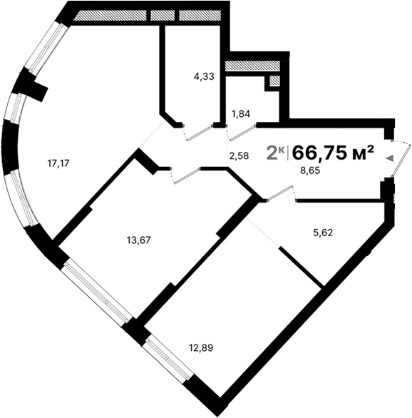 Планировка — Атлас Люксо, 2-комн., 67 м²