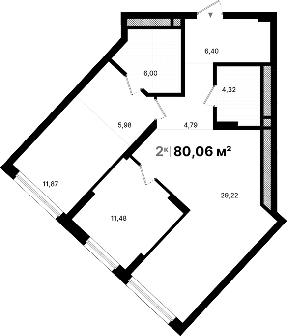 Планировка — Атлас Люксо, 2-комн., 80 м²