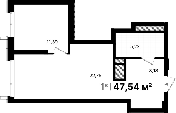 Планировка — Атлас Люксо, 1-комн., 48 м²