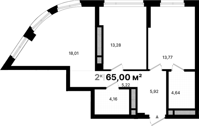 Планировка — Атлас Люксо, 2-комн., 65 м²
