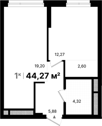 Планировка — Атлас Люксо, 1-комн., 44 м²