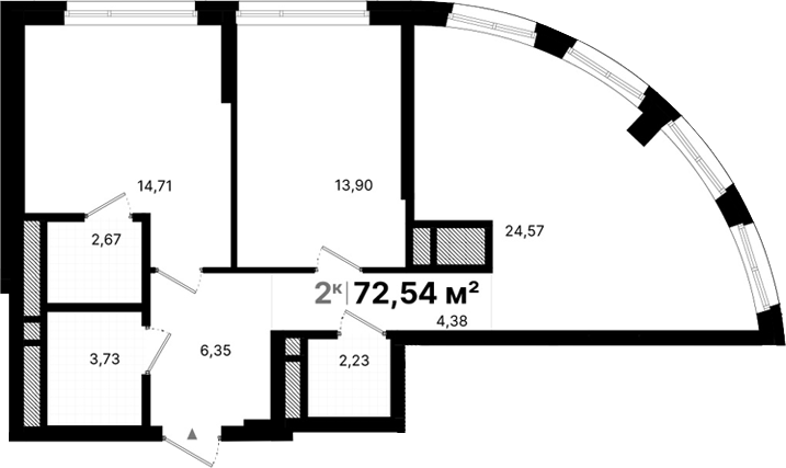 Планировка — Атлас Люксо, 2-комн., 73 м²